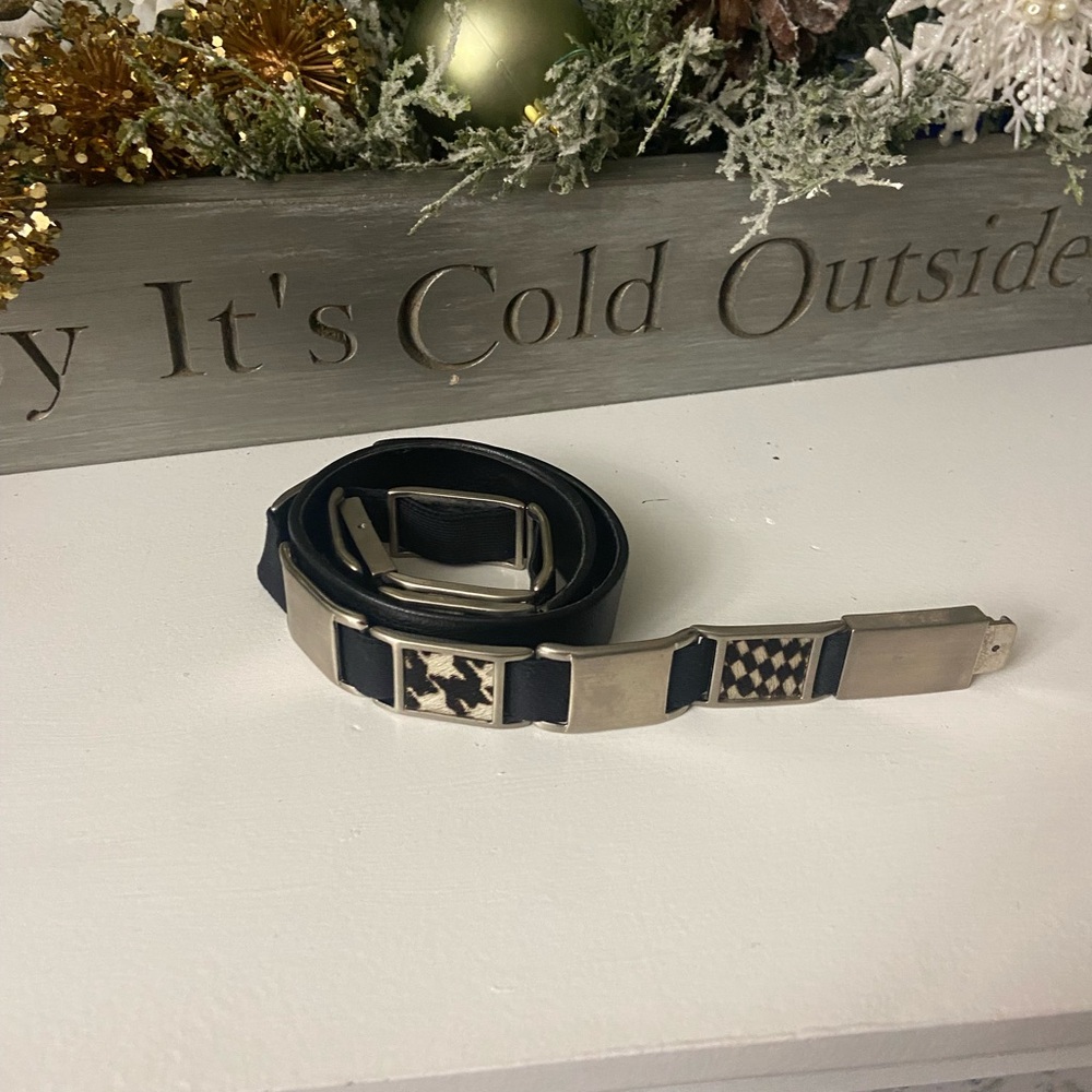 Black and Silver Ladies Leather/Elastic Belt